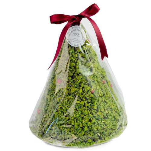ALBERO CONO DI CIOCCOLATO FONDENTE RICOPERTO DI PISTACCHI